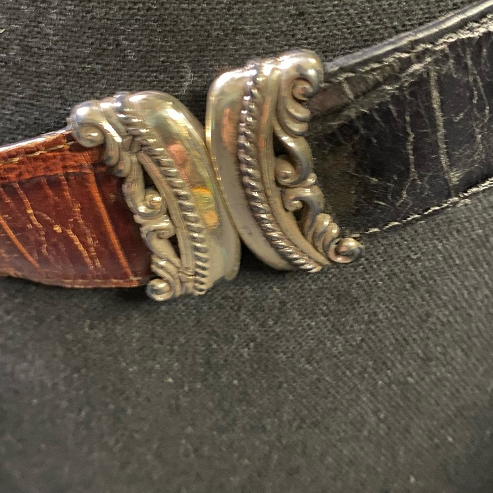Brighton Black and Brown Belt with Silver Buckle - Picture 3 of 9